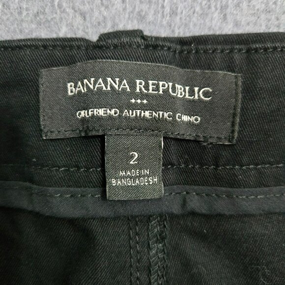 Banana Republic Pants Women 2 Black Authentic Girlfriend Mid Rise Raw Hem Chino - Picture 6 of 13